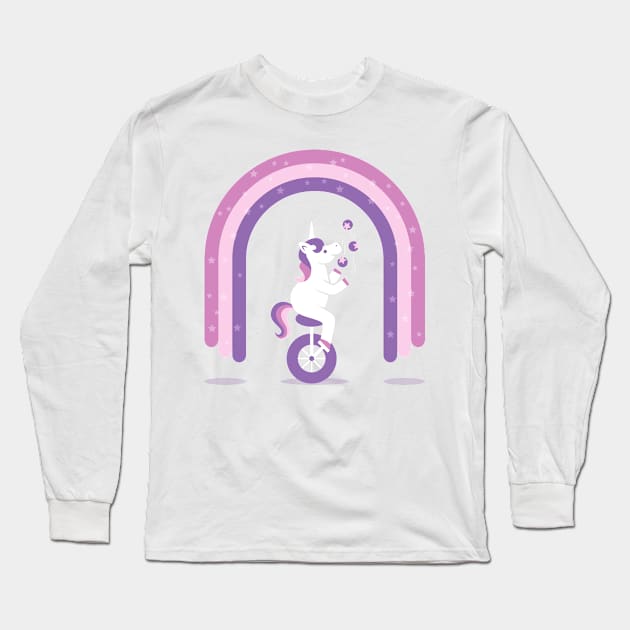 Unicycle Unicorn Long Sleeve T-Shirt by slugbunny